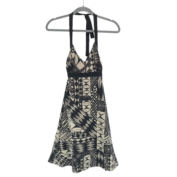 Patagonia Iliana Halter Dress Sz XS Built in Bra Organic Cotton Geometric Black - Picture 2 of 7